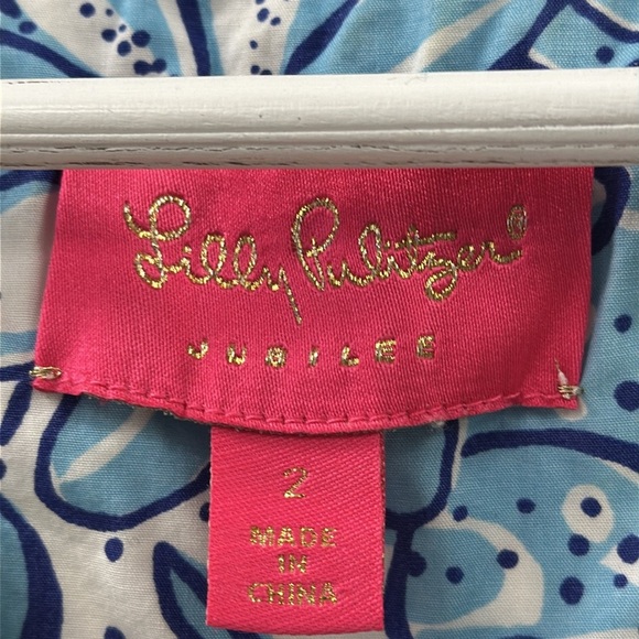 Lilly Pulitzer Jubliee Blue and White Floral Shift Dress Size 4 - Picture 2 of 7